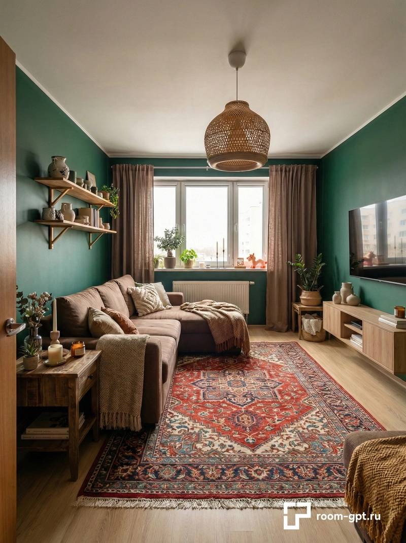 Дизайн интерьера в стиле Хюгге — Гостиная от нейросети RoomGPT