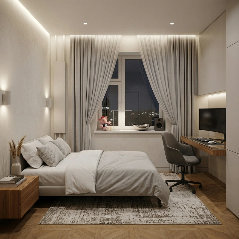 Дизайн спальни в стиле Минимализм — фото интерьера от нейросети RoomGPT