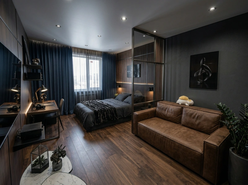 Дизайн гостиной в стиле Блэктэк — фото интерьера от нейросети RoomGPT