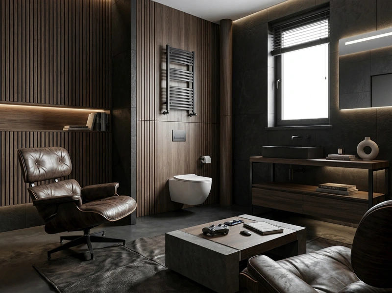 Дизайн гостиной в стиле Блэктэк — фото интерьера от нейросети RoomGPT