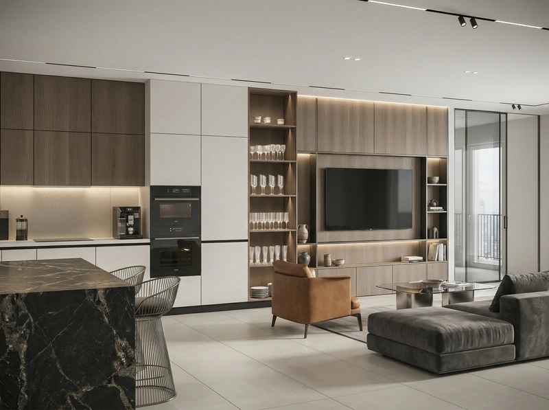 Дизайн гостиной в стиле Контемпорари — фото интерьера от нейросети RoomGPT