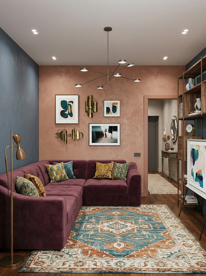 Дизайн гостиной в стиле Эклектика — фото интерьера от нейросети RoomGPT