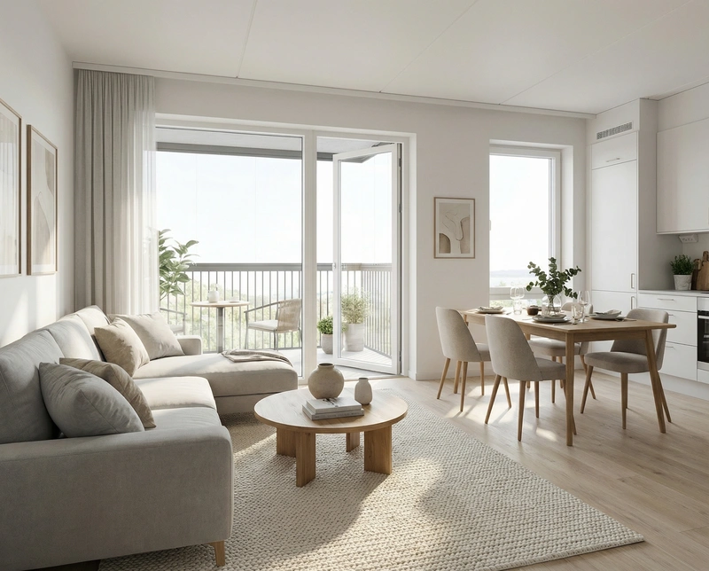 Дизайн гостиной в стиле Сканди — фото интерьера от нейросети RoomGPT