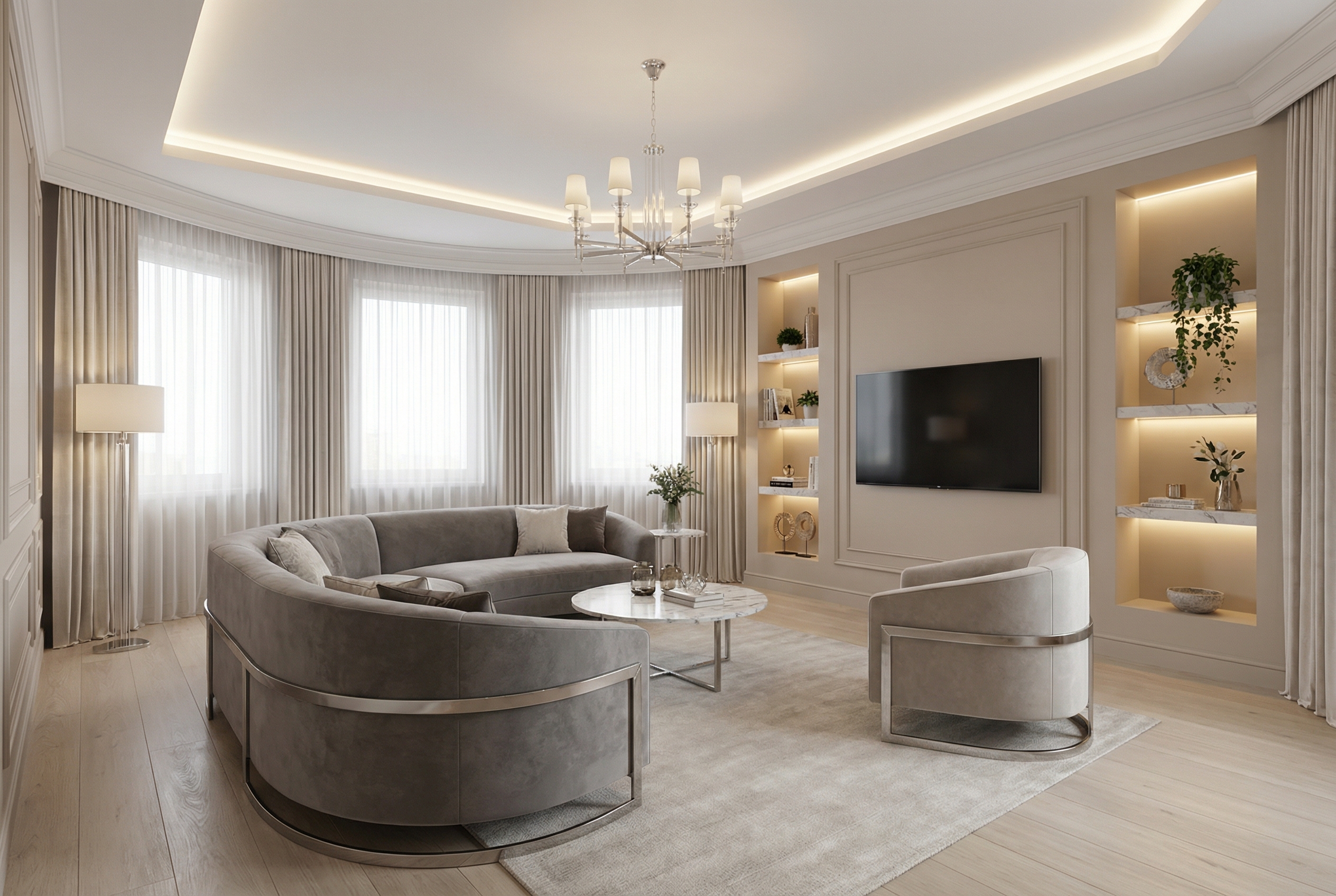 Дизайн гостиной в стиле Классика — фото интерьера от нейросети RoomGPT