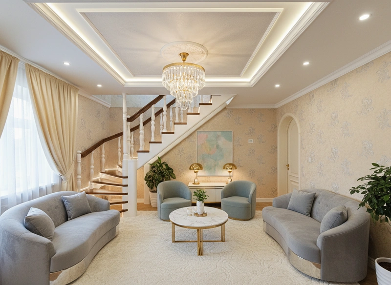 Дизайн интерьера в стиле Неоклассика — Гостиная от нейросети RoomGPT