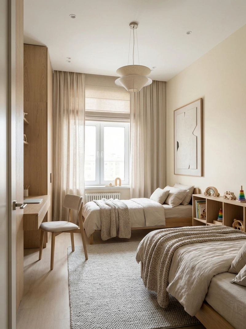 Дизайн детской в стиле Минимализм — фото интерьера от нейросети RoomGPT