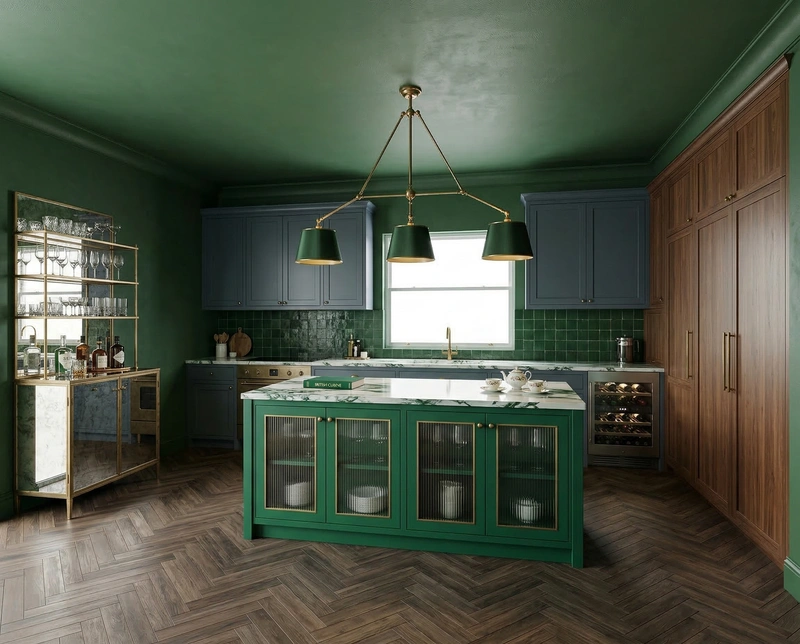 Дизайн кухни в стиле Британский — фото интерьера от нейросети RoomGPT