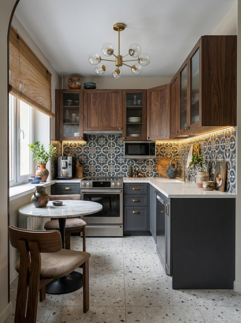 Дизайн интерьера в стиле Эклектика — Кухня от нейросети RoomGPT