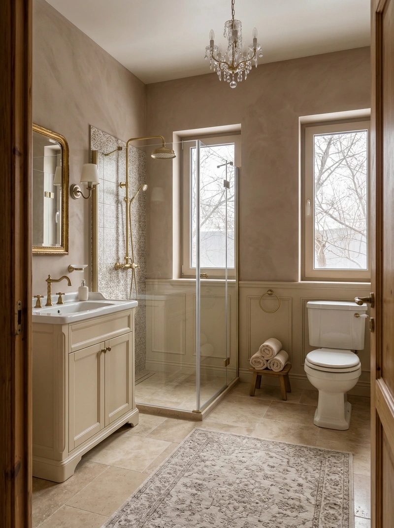 Дизайн интерьера в стиле Классика — Ванная от нейросети RoomGPT