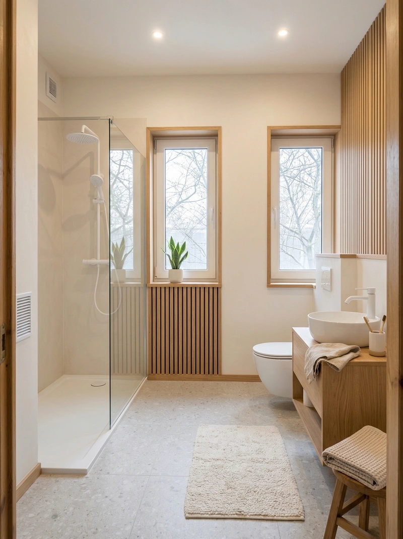 Дизайн интерьера в стиле Хюгге — Ванная от нейросети RoomGPT