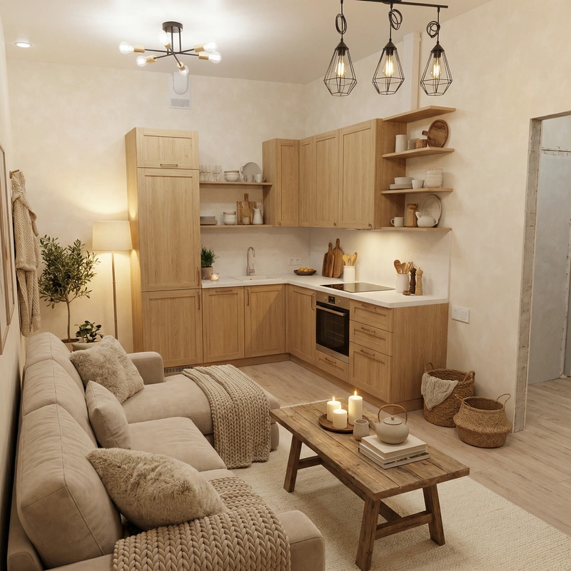 Дизайн интерьера в стиле Хюгге — Гостиная от нейросети RoomGPT