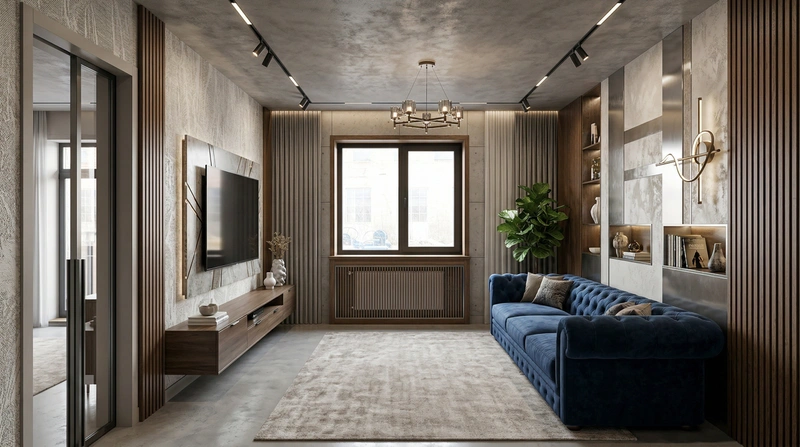 Дизайн гостиной в стиле Лофт — фото интерьера от нейросети RoomGPT