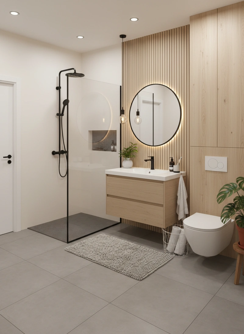 Дизайн интерьера в стиле Хюгге — Ванная от нейросети RoomGPT