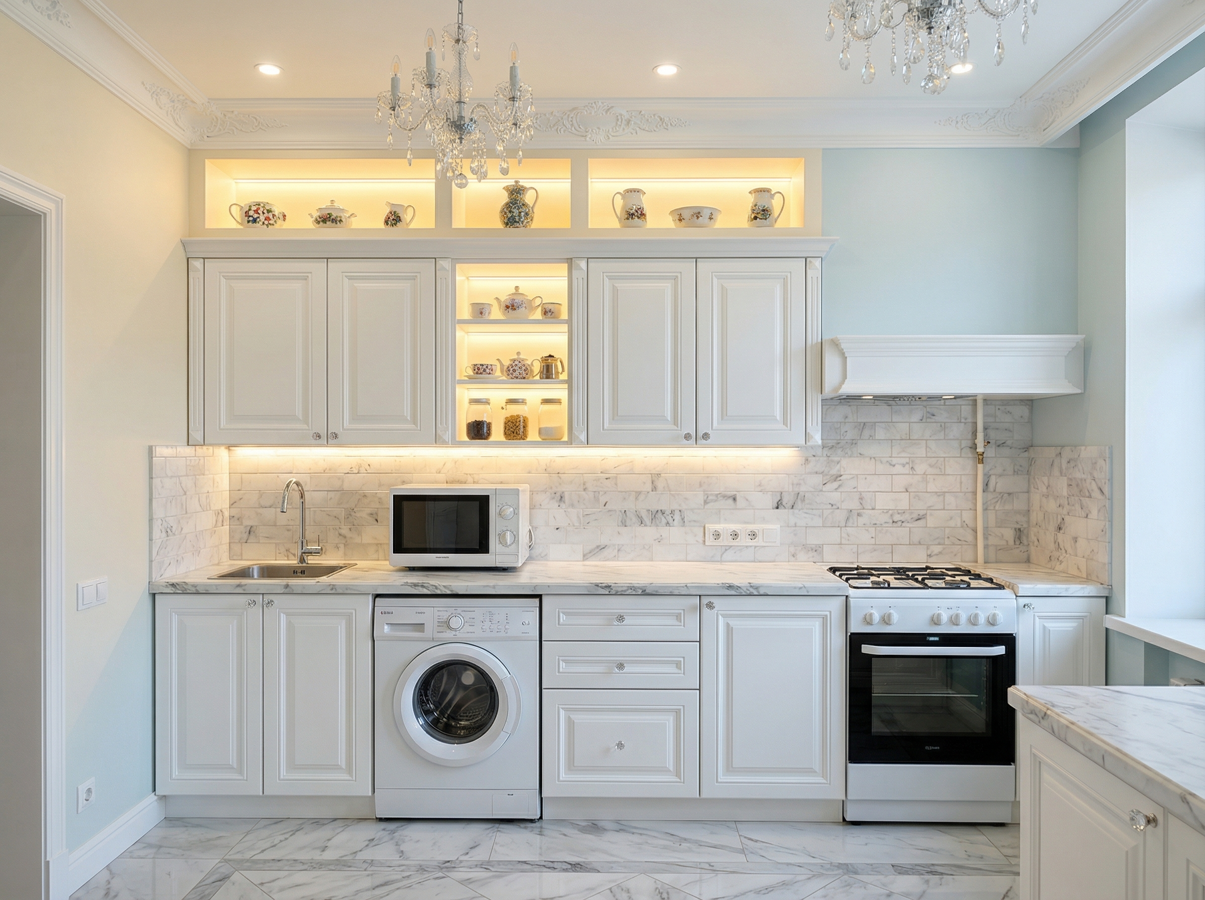 Дизайн кухни в стиле Классика — фото интерьера от нейросети RoomGPT