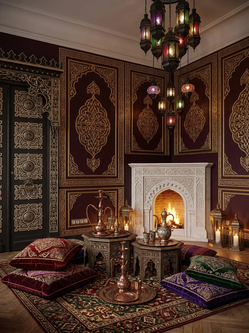 Дизайн гостиной в стиле Блэктэк — фото интерьера от нейросети RoomGPT