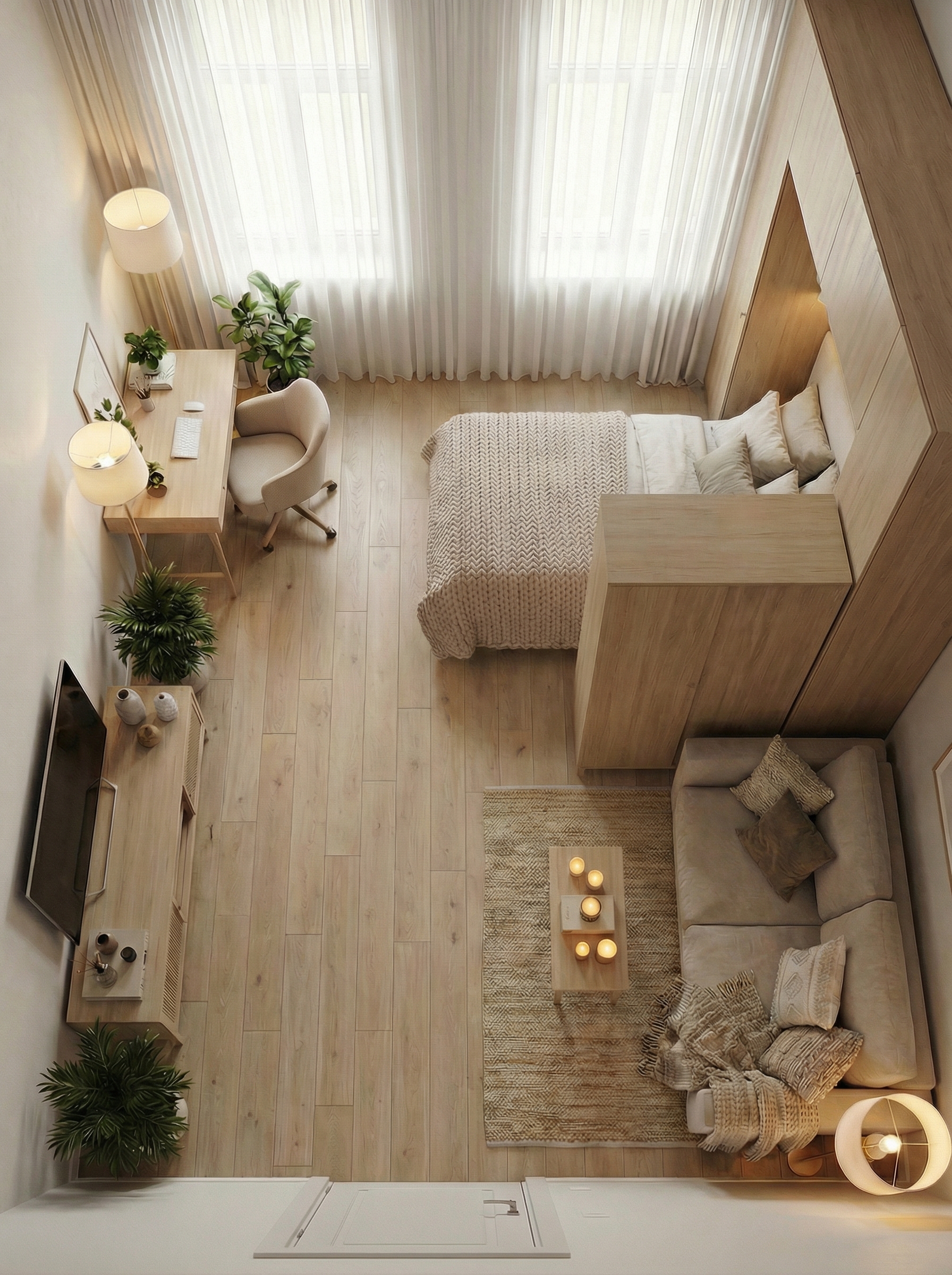 Дизайн гостиной в стиле Хюгге — фото интерьера от нейросети RoomGPT