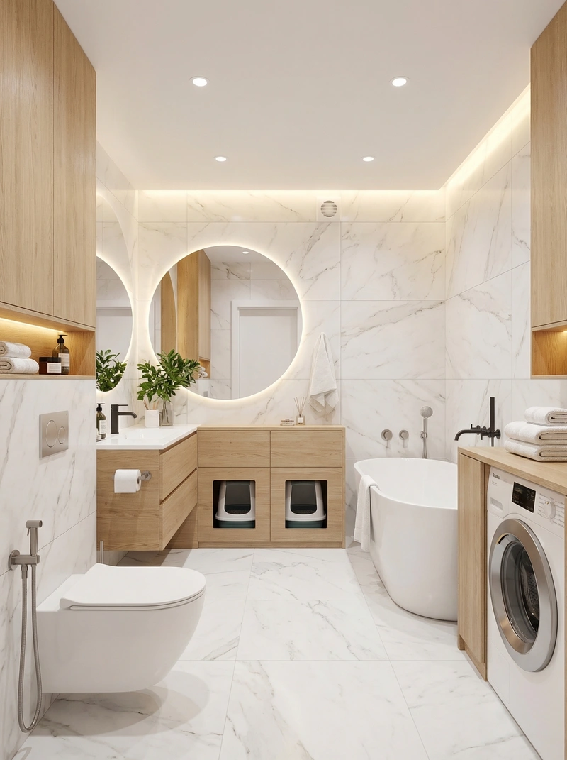 Дизайн интерьера в стиле Сканди — Ванная от нейросети RoomGPT