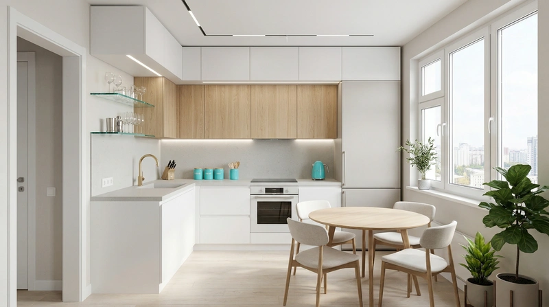 Дизайн кухни в стиле Сканди — фото интерьера от нейросети RoomGPT