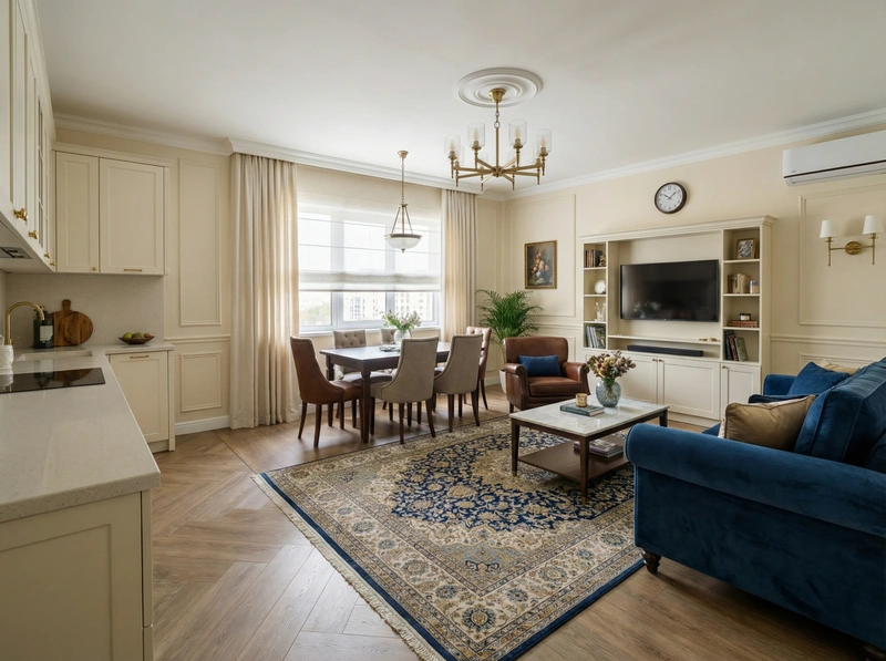 Дизайн интерьера в стиле Классика — Гостиная от нейросети RoomGPT