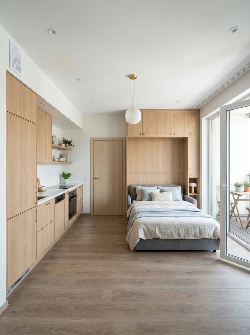 Дизайн спальни в стиле Сканди — фото интерьера от нейросети RoomGPT