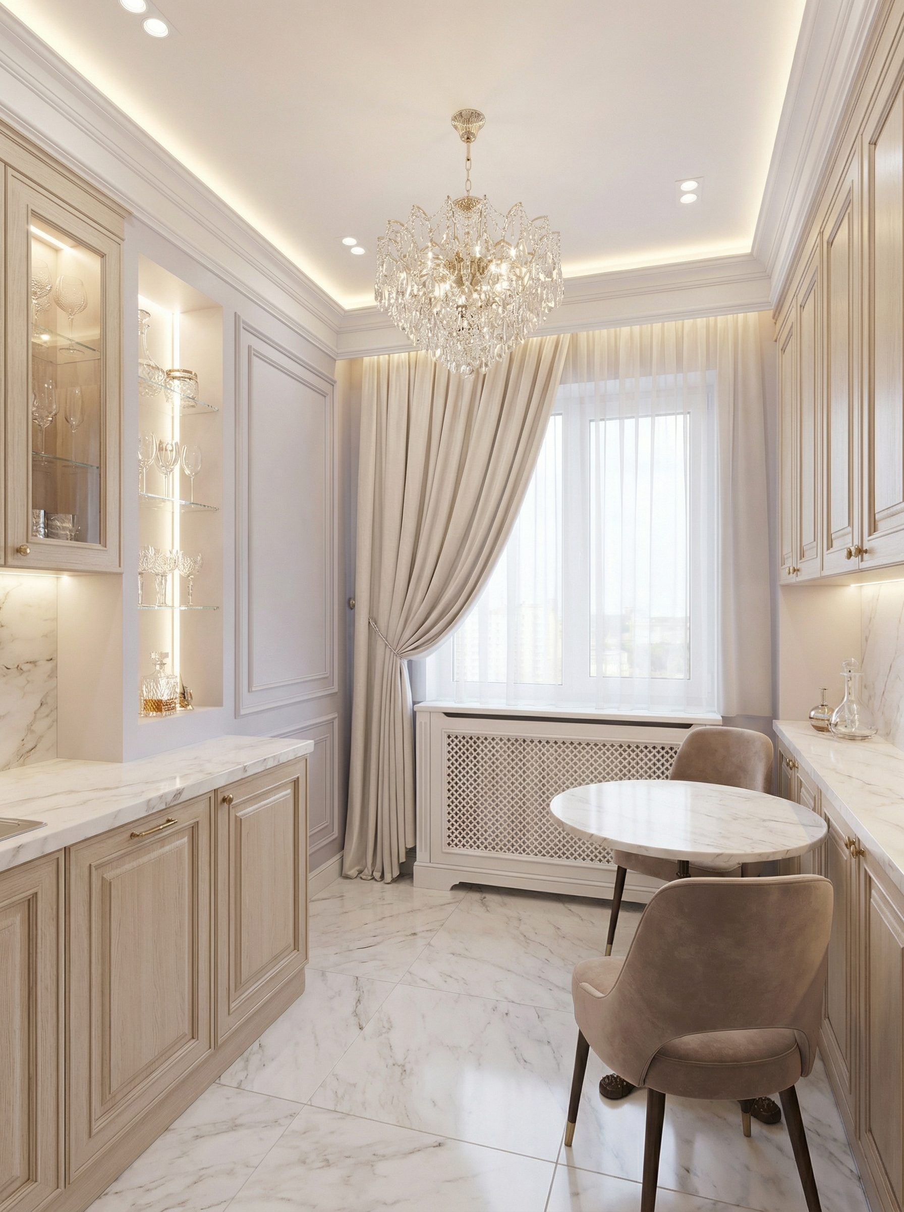 Дизайн кухни в стиле Классика — фото интерьера от нейросети RoomGPT