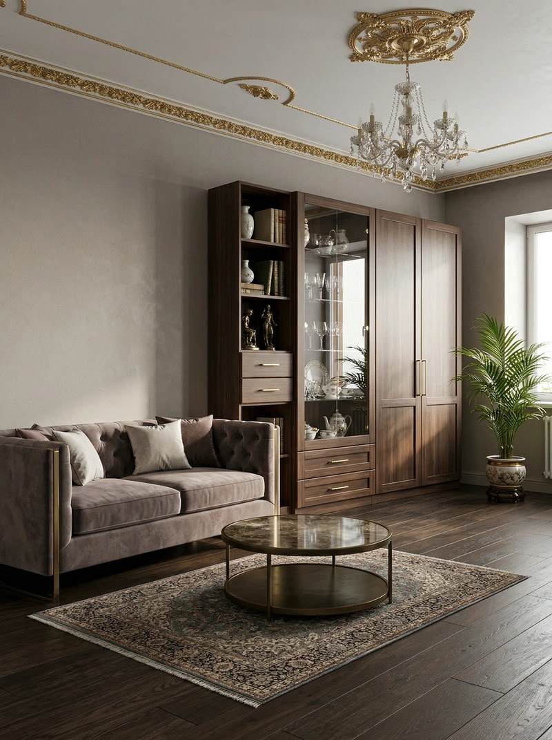 Дизайн интерьера в стиле Классика — Гостиная от нейросети RoomGPT