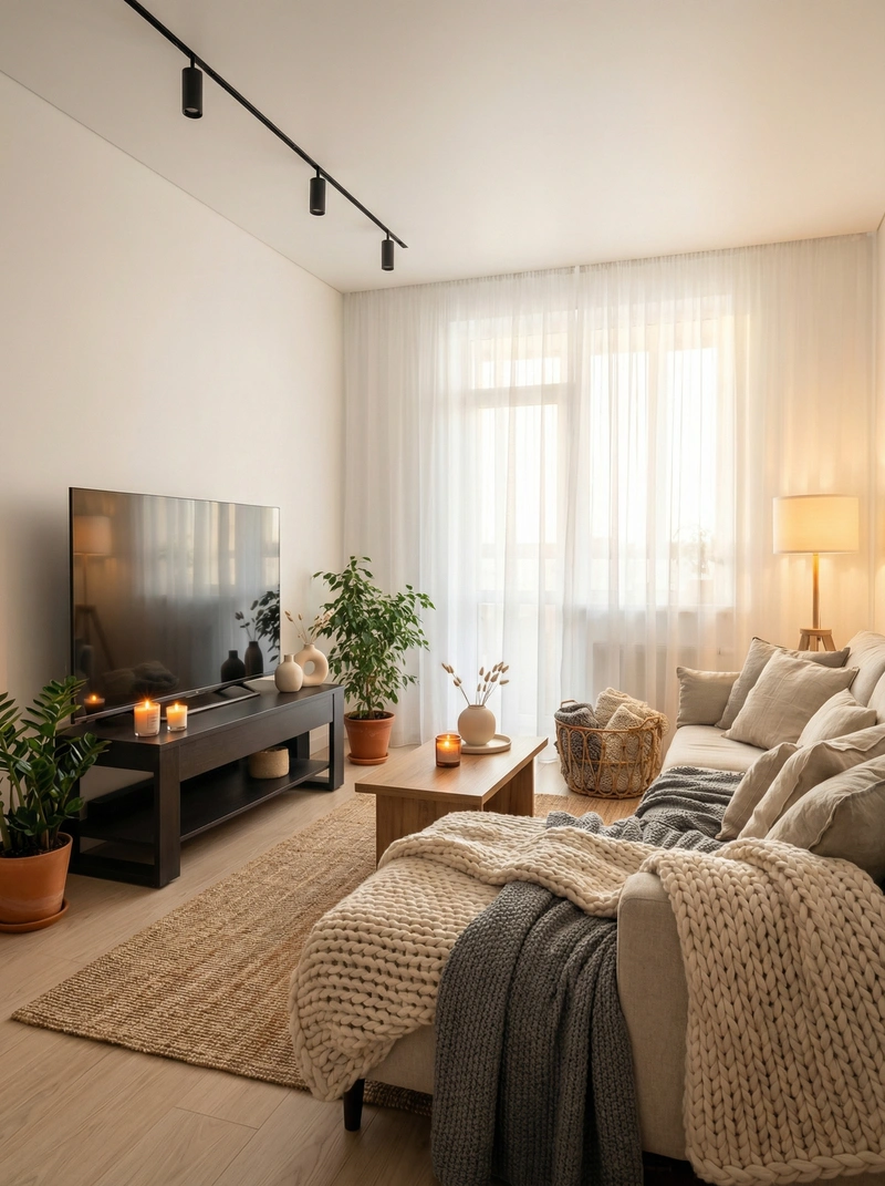 Дизайн интерьера в стиле Хюгге — Гостиная от нейросети RoomGPT