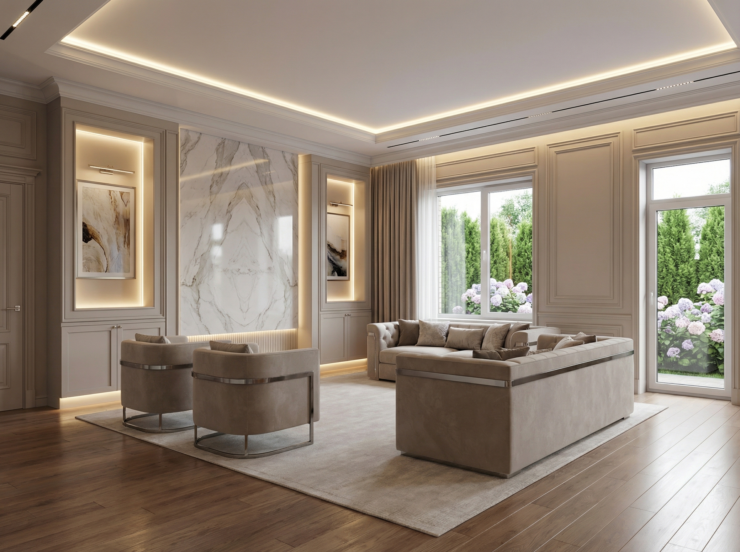 Дизайн гостиной в стиле Классика — фото интерьера от нейросети RoomGPT