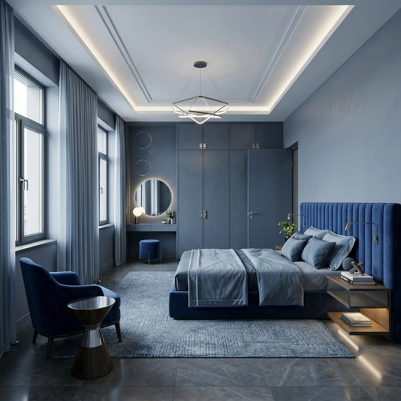 Дизайн интерьера в стиле Контемпорари — Спальня от нейросети RoomGPT