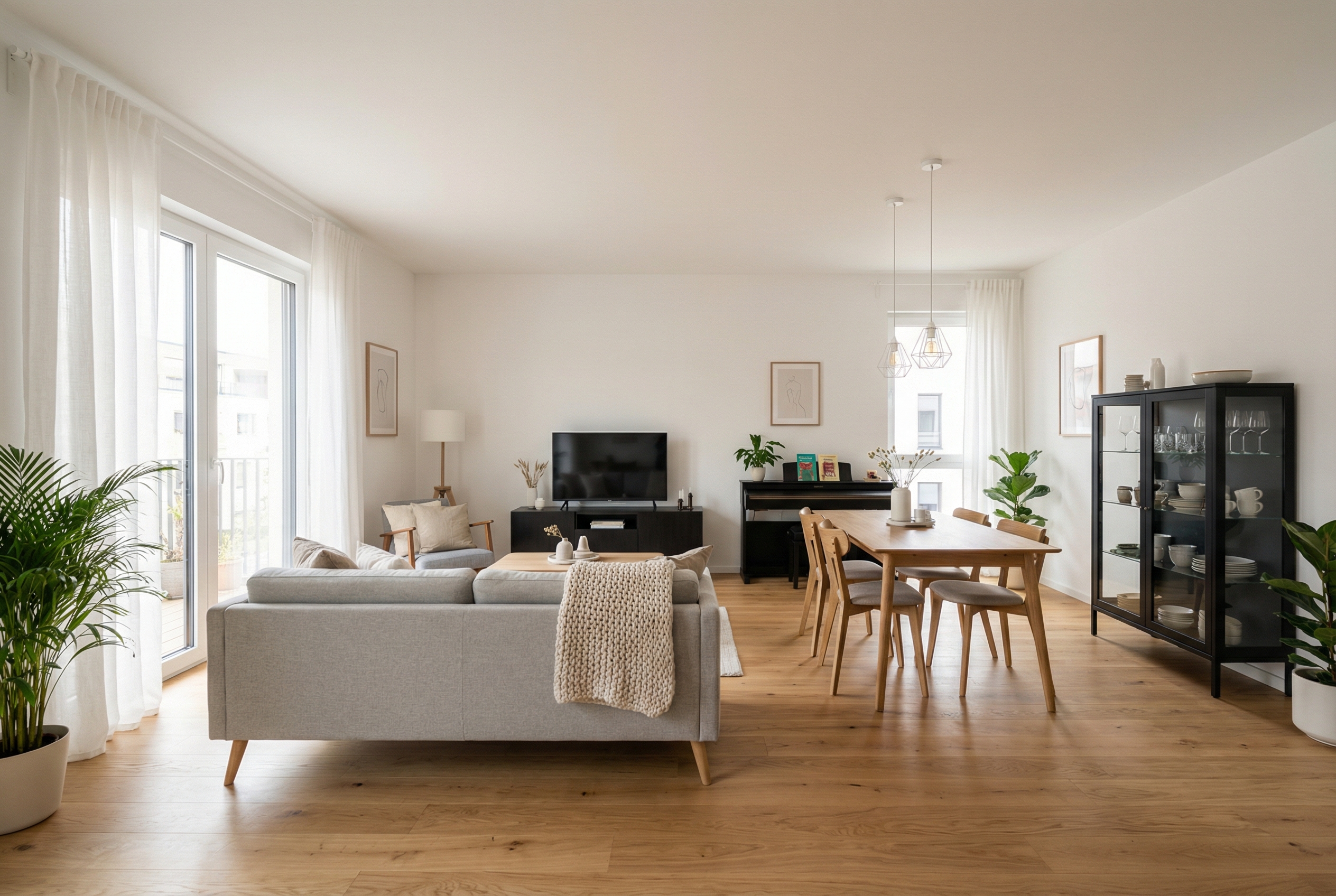 Дизайн гостиной в стиле Хюгге — фото интерьера от нейросети RoomGPT