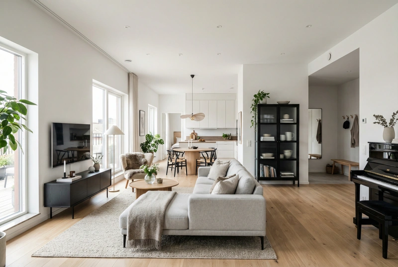 Дизайн интерьера в стиле Сканди — Гостиная от нейросети RoomGPT