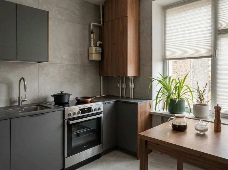 Дизайн интерьера в стиле Минимализм — Кухня от нейросети RoomGPT