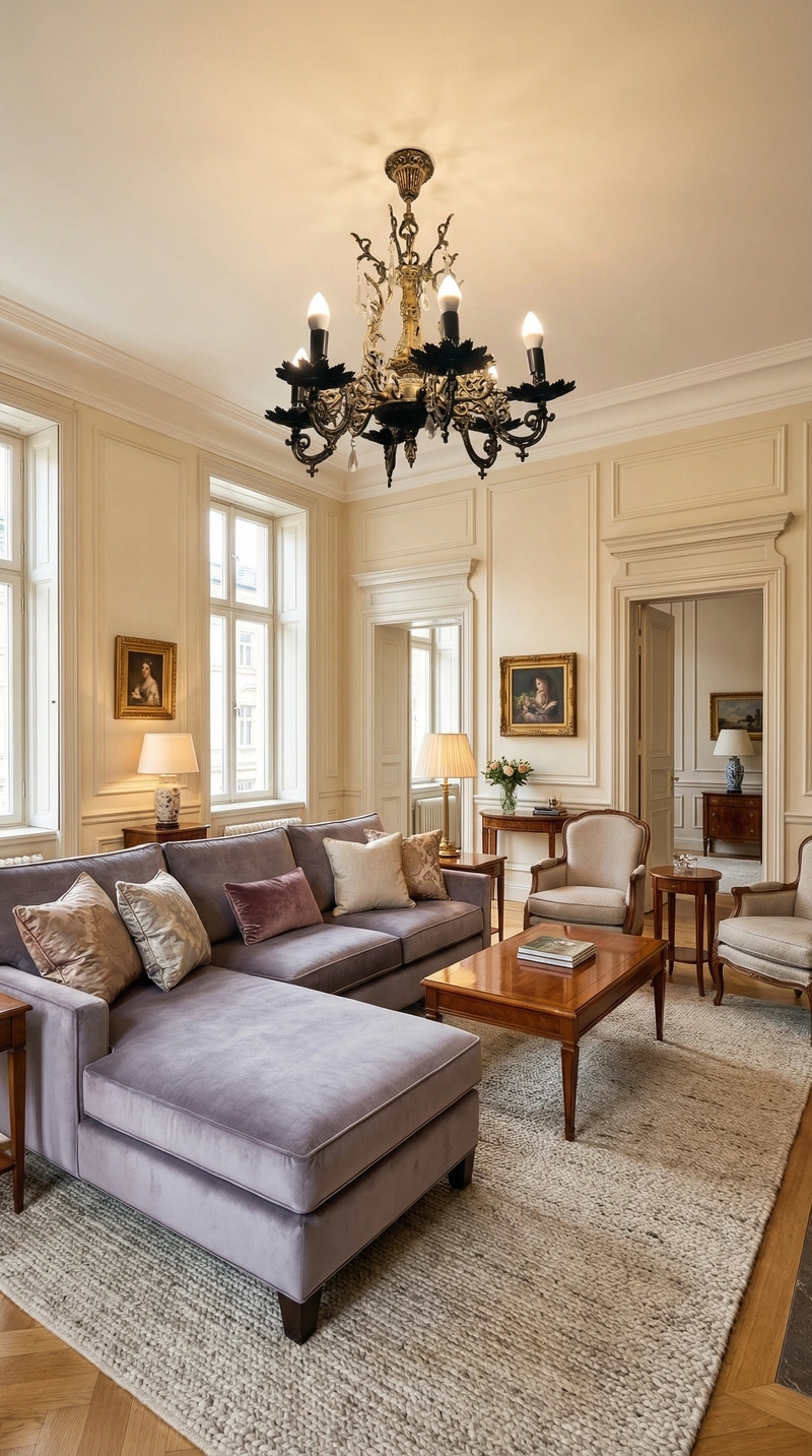 Дизайн интерьера в стиле Классика — Гостиная от нейросети RoomGPT