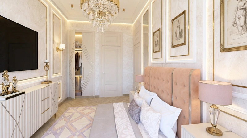 Дизайн гостиной в стиле Неоклассика — фото интерьера от нейросети RoomGPT