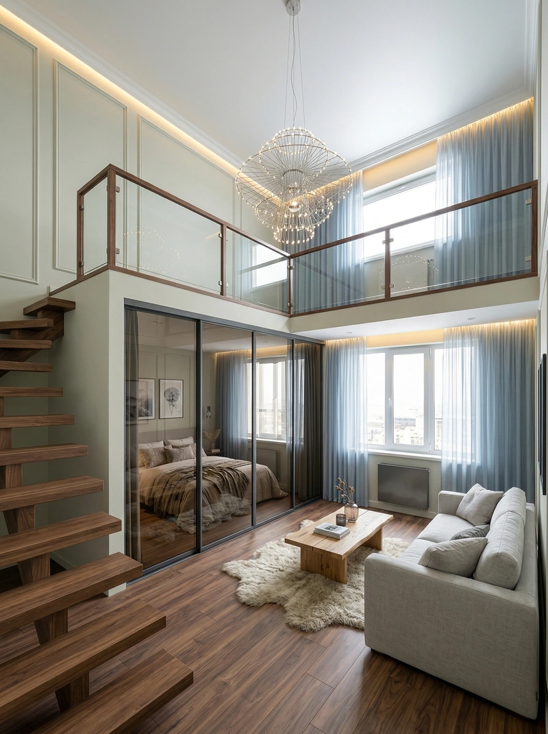 Дизайн гостиной в стиле Сканди — фото интерьера от нейросети RoomGPT