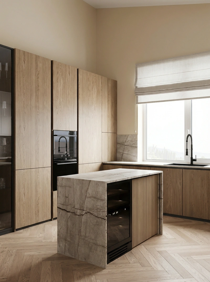 Дизайн интерьера в стиле Сканди — Кухня от нейросети RoomGPT