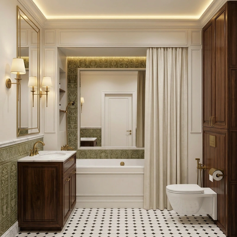 Дизайн интерьера в стиле Неоклассика — Ванная от нейросети RoomGPT