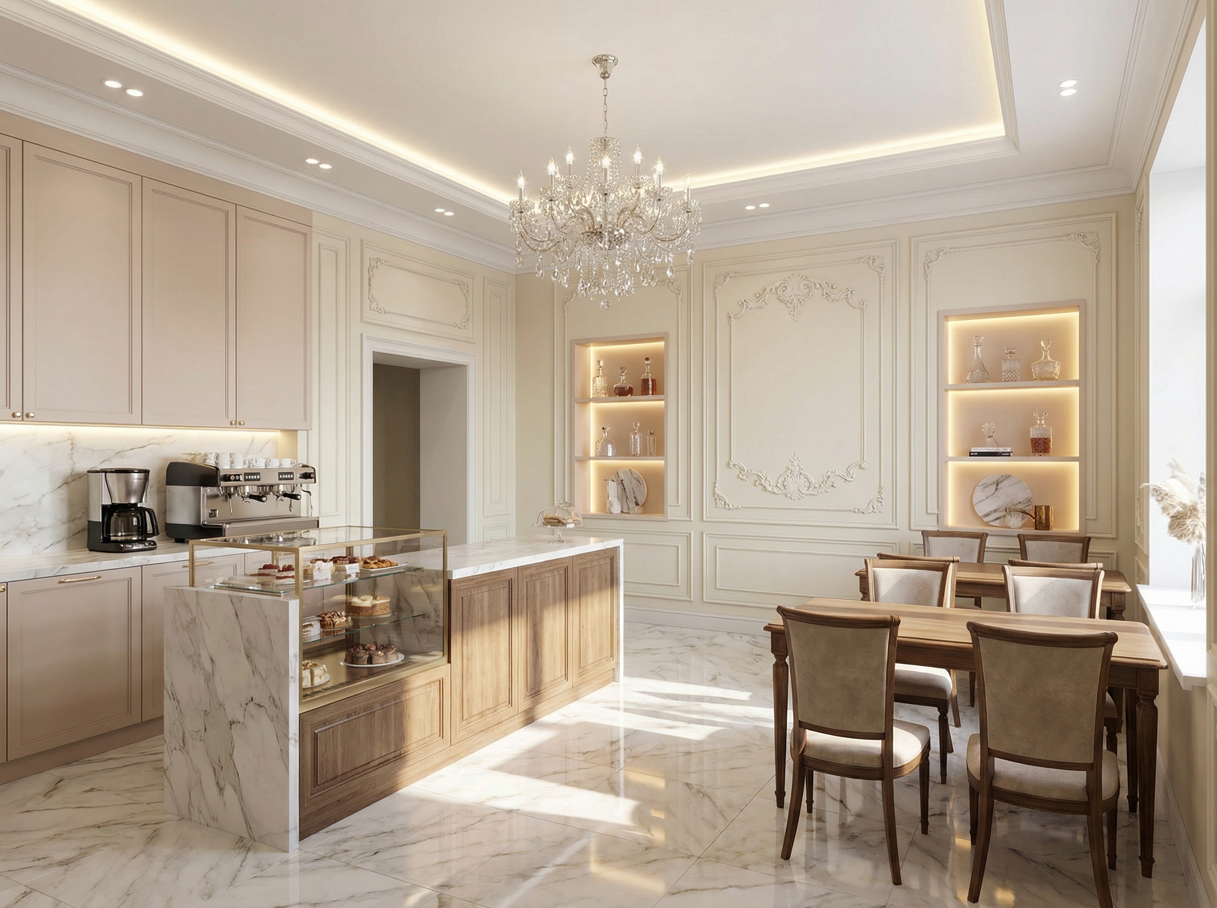Дизайн кухни в стиле Классика — фото интерьера от нейросети RoomGPT