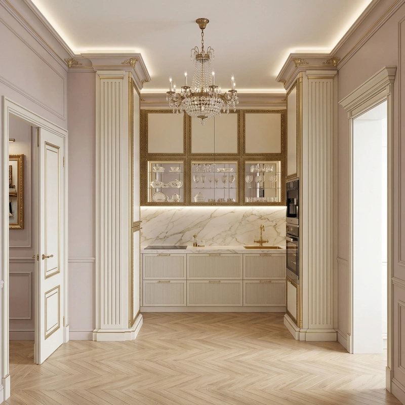 Дизайн кухни в стиле Неоклассика — фото интерьера от нейросети RoomGPT