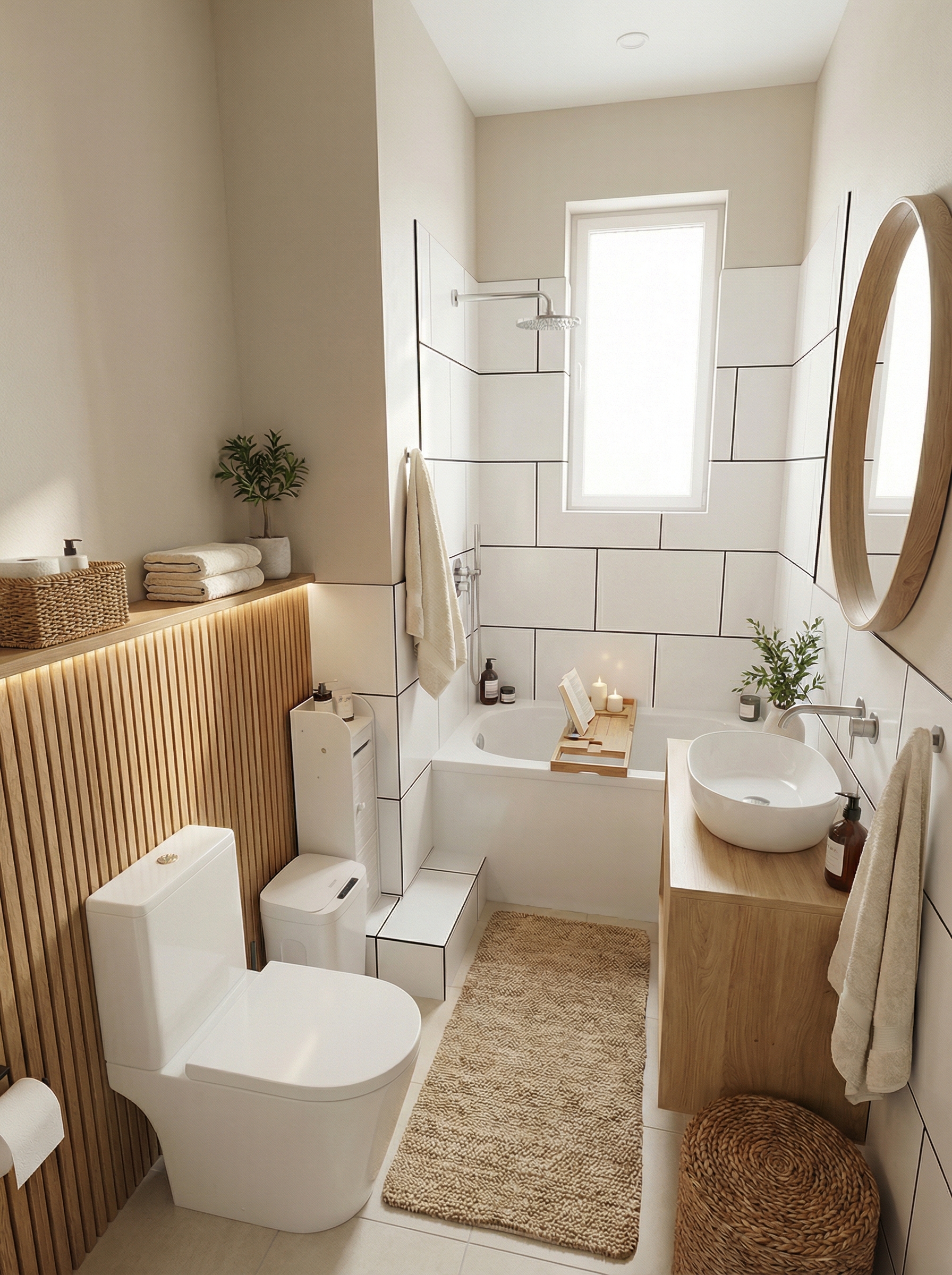 Дизайн ванной в стиле Хюгге — фото интерьера от нейросети RoomGPT