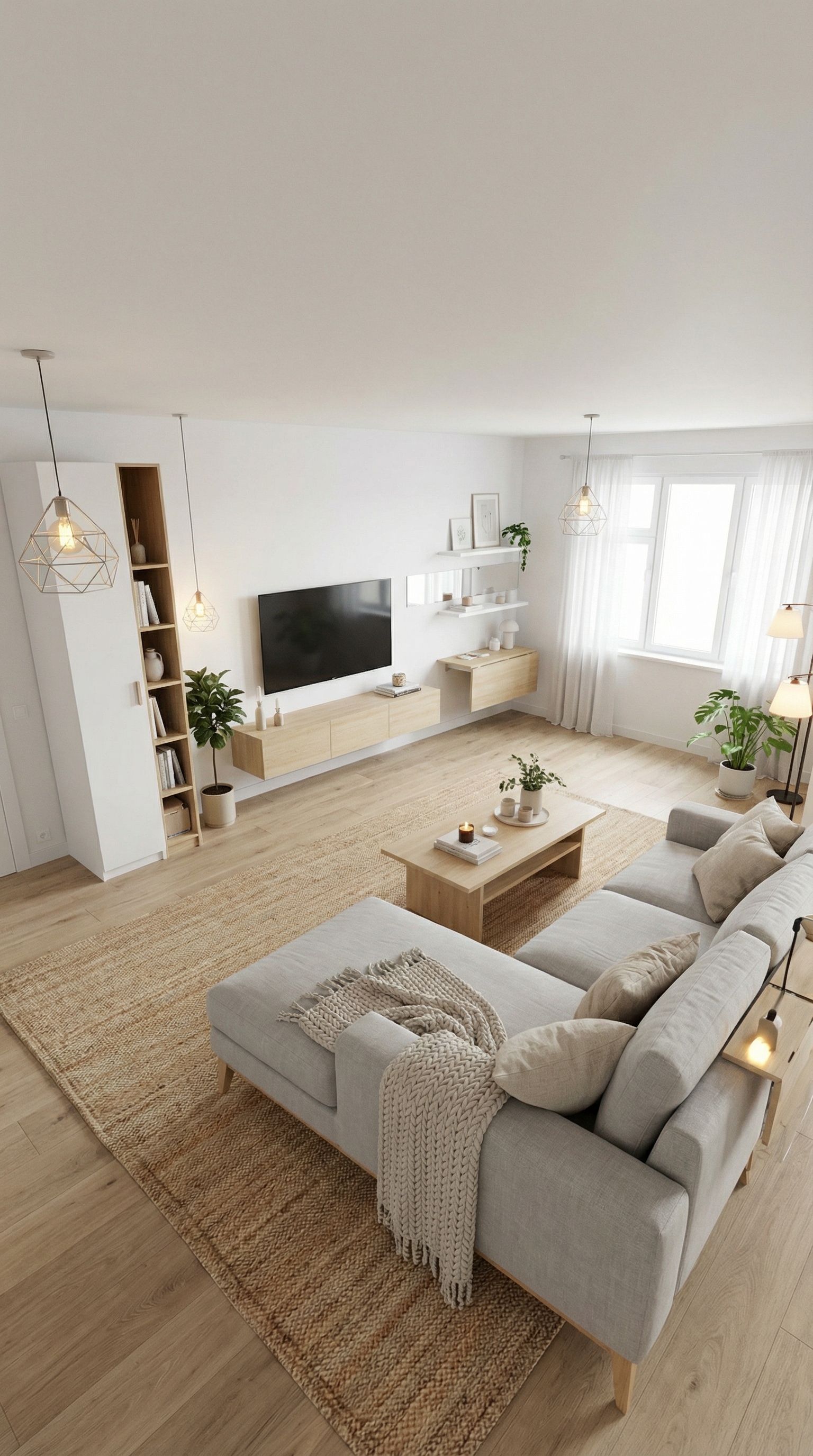 Дизайн гостиной в стиле Хюгге — фото интерьера от нейросети RoomGPT