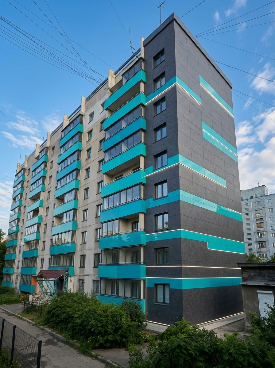 Дизайн фасада в стиле Хай-тек — Фасад от нейросети RoomGPT