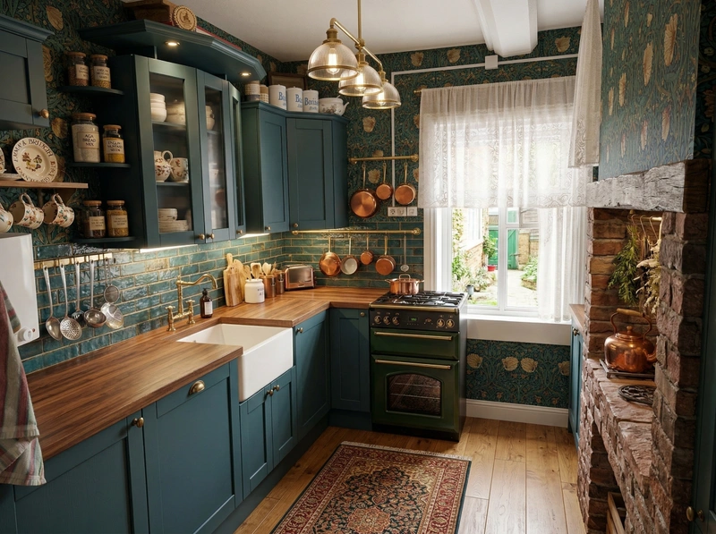 Дизайн кухни в стиле Британский — фото интерьера от нейросети RoomGPT
