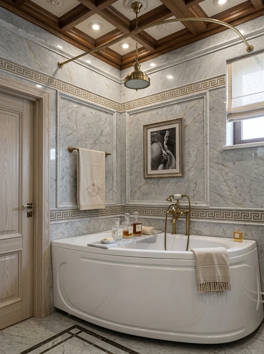 Дизайн ванной в стиле Классика — фото интерьера от нейросети RoomGPT
