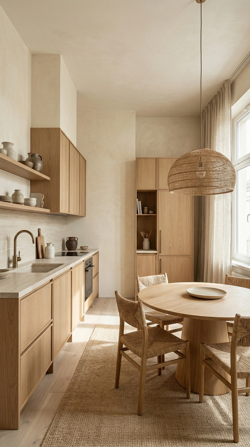 Дизайн кухни в стиле Japandi — фото интерьера от нейросети RoomGPT