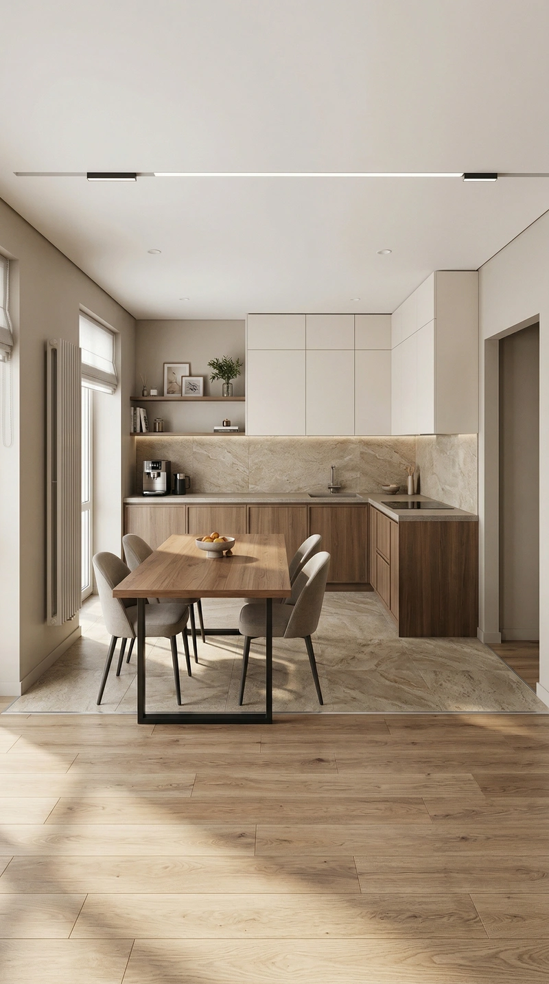 Дизайн кухни в стиле Контемпорари — фото интерьера от нейросети RoomGPT