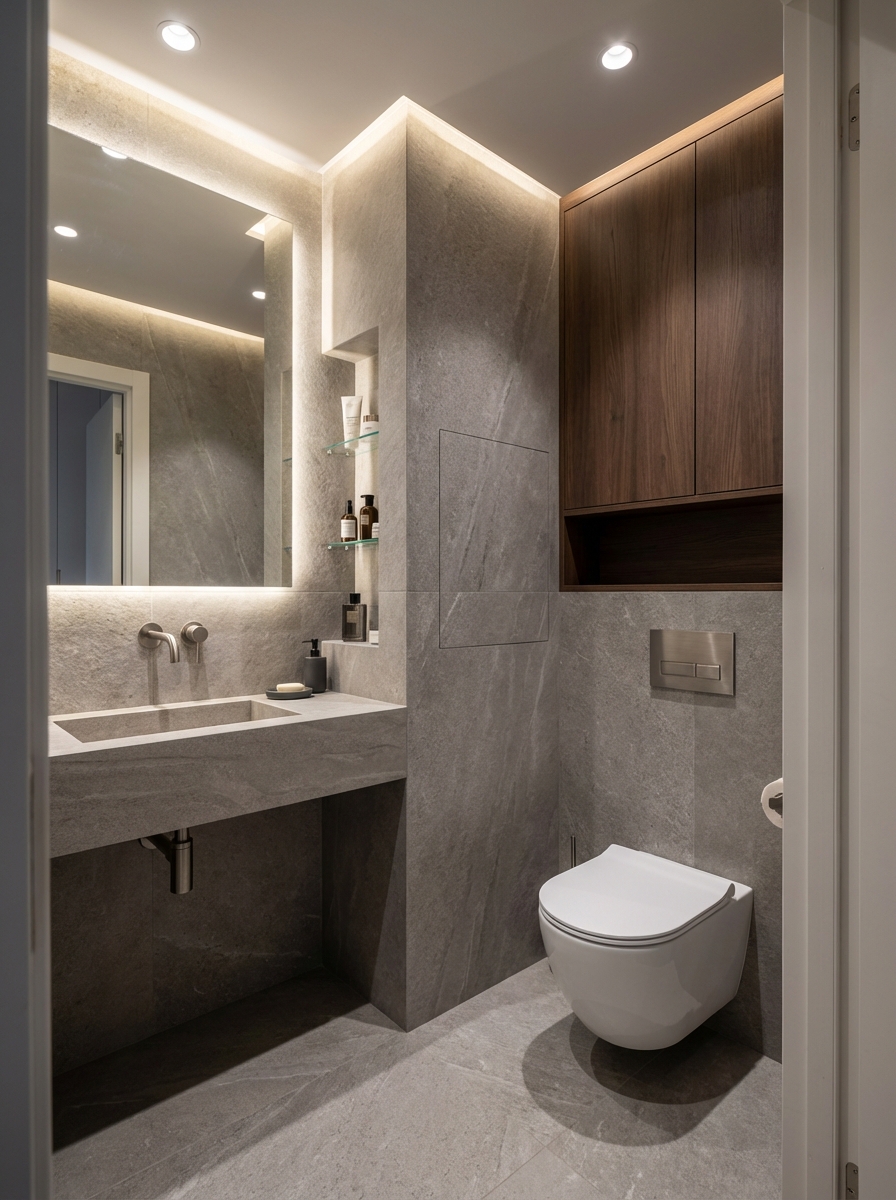 Дизайн ванной в стиле Минимализм — фото интерьера от нейросети RoomGPT