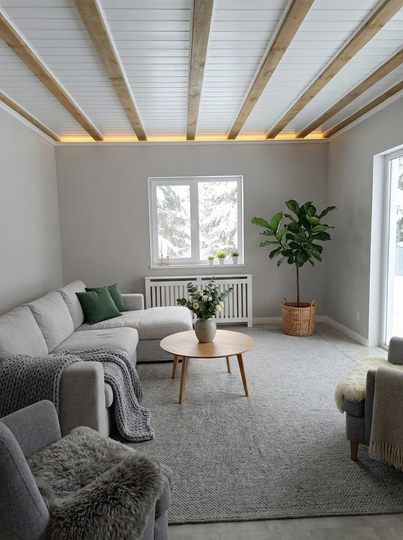 Дизайн интерьера в стиле Хюгге — Гостиная от нейросети RoomGPT