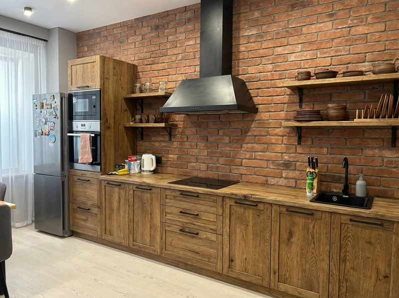 Дизайн интерьера в стиле Лофт — Кухня от нейросети RoomGPT