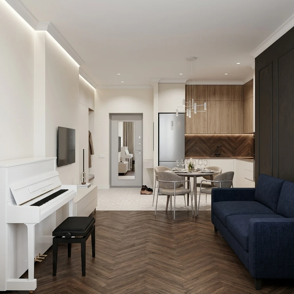 Дизайн интерьера в стиле Минимализм — Гостиная от нейросети RoomGPT